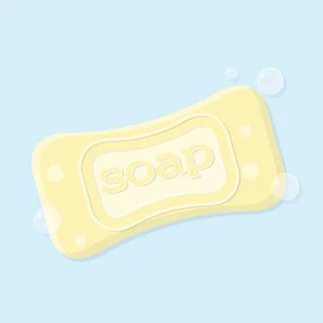 Illustration of a solid bar of soap with bubbles. Stock Illustration