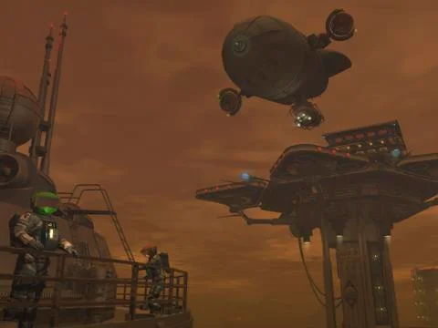 Illustration of a spacecraft and astronauts at a mining site on Saturn's moon 스톡 일러스트