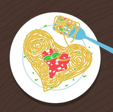 Illustration of spaghetti flat Stock Illustration