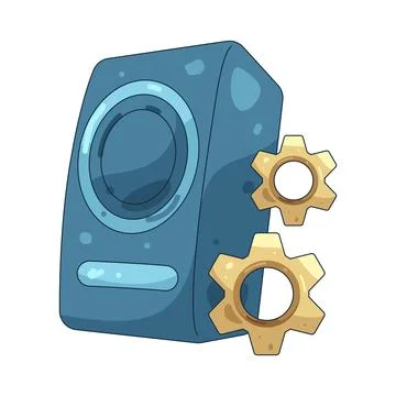 Illustration of speaker with gears Stock Illustration
