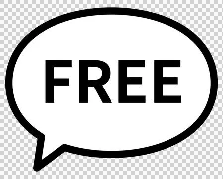 An illustration of a speech bubble with the word "FREE" written on it. Stock Illustration