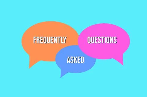 An illustration of speech bubbles with text Frequently Asked Questions. Stock Illustration