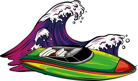 Illustration of Speedboat flat vector isolated design Stock Illustration