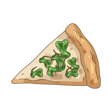 Illustration of spinach pizza Stock Illustration
