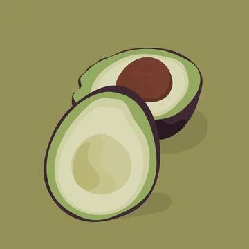 Illustration of Split Avocado Stock Illustration