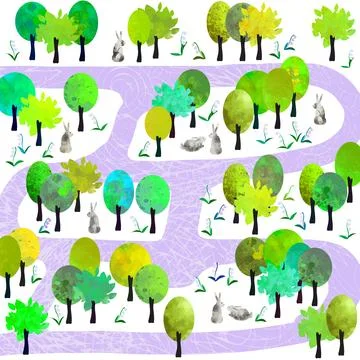 Illustration with a spring forest Stock Illustration