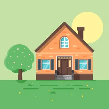 Illustration of spring house. Stock Illustration