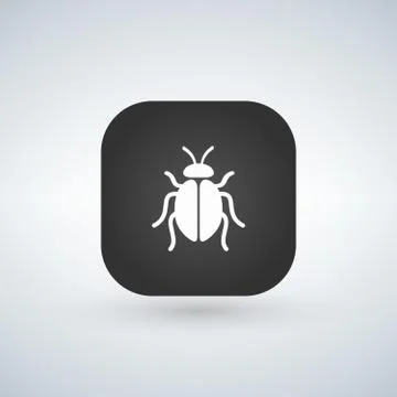 Illustration of a square applicatio button with a bug, vector illustration. Stock Illustration