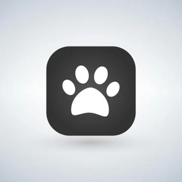 Illustration of a square application button with an animal footprint. Illustrazione stock