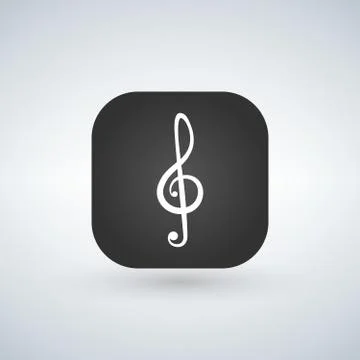 Illustration of a square application button with a g clef. Stock Illustration