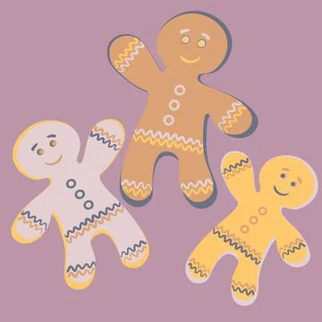 Illustration a square background - a gingerbread man, a festive curly cookie. Stock Illustration