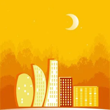 Illustration on a square background - Lights of the night city, a magical cit Stock Illustration
