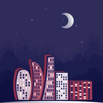 Illustration on a square background - Lights of the night city, a magical cit Stock Illustration