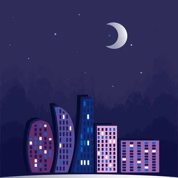Illustration on a square background - Lights of the night city, a magical cit イラスト素材