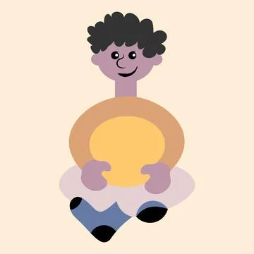 Illustration on a square background - a man sitting cross his legs - a pictur Stock Illustration