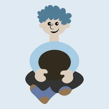 Illustration on a square background - a man sitting cross his legs - a pictur Stock Illustration