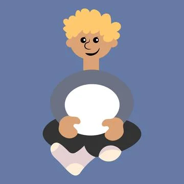 Illustration on a square background - a man sitting cross his legs - a pictur Stock Illustration