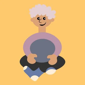 Illustration on a square background - a man sitting cross his legs - a pictur Stock Illustration