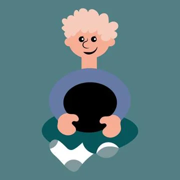 Illustration on a square background - a man sitting cross his legs - a pictur Stock Illustration