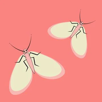 Illustration on a square background - a pair of happy moths in flight. Valent Stock Illustration