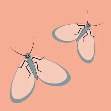 Illustration on a square background - a pair of happy moths in flight. Valent Stock Illustration