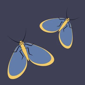Illustration on a square background - a pair of happy moths in flight. Valent Stock Illustration