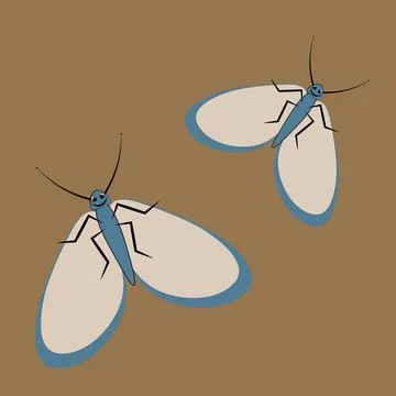 Illustration on a square background - a pair of happy moths in flight. Valent Stock Illustration