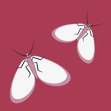 Illustration on a square background - a pair of happy moths in flight. Valent Stock Illustration