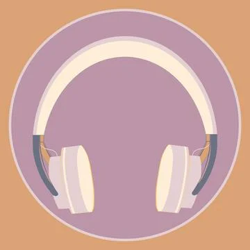 Illustration on a square background, square, tile - Headphones. Design elemen Stock Illustration