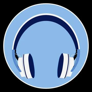 Illustration on a square background, square, tile - Headphones. Design elemen Stock Illustration
