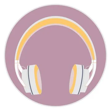 Illustration on a square background, square, tile - Headphones. Design elemen Stock Illustration