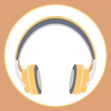 Illustration on a square background, square, tile - Headphones. Design elemen Stock Illustration