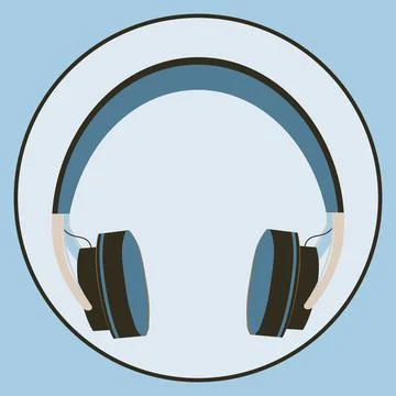 Illustration on a square background, square, tile - Headphones. Design elemen Stock Illustration
