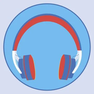 Illustration on a square background, square, tile - Headphones. Design elemen Stock Illustration