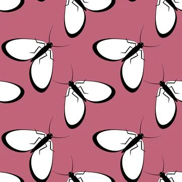 Illustration on a square background - stylized moths - graphics. Summer, inse Stock Illustration