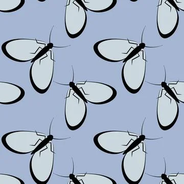 Illustration on a square background - stylized moths - graphics. Summer, inse Stock Illustration