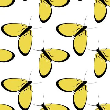 Illustration on a square background - stylized moths - graphics. Summer, inse Illustrazione stock