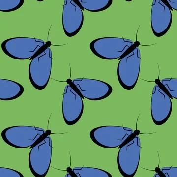 Illustration on a square background - stylized moths - graphics. Summer, inse Stock Illustration