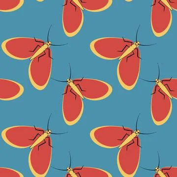 Illustration on a square background - stylized moths - graphics. Summer, inse Stock-Illustration