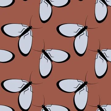 Illustration on a square background - stylized moths - graphics. Summer, inse Stock Illustration