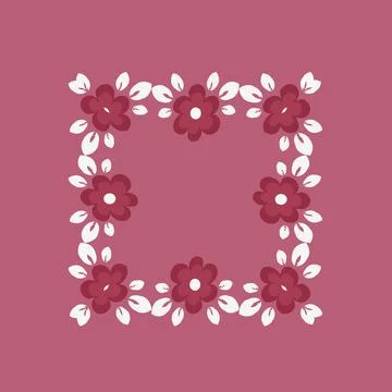 Illustration on a square background - tile or handkerchief, frame of flowers, Stock Illustration