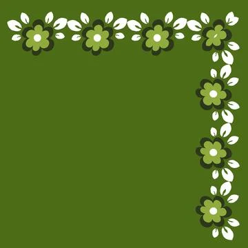 Illustration on a square background - tile or handkerchief, frame of flowers, Stock Illustration