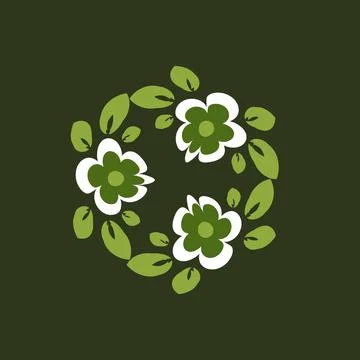 Illustration on a square background - tile or handkerchief, frame of flowers, Illustrazione stock