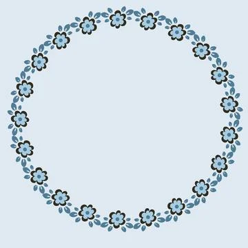 Illustration on a square background - tile or handkerchief, frame of flowers, Stock Illustration