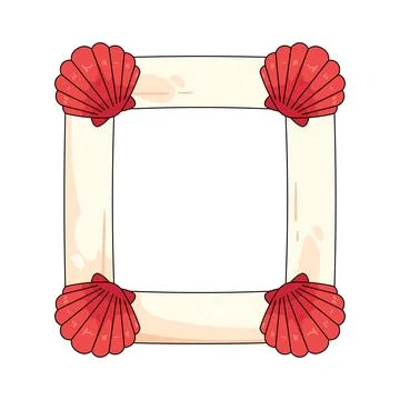 Illustration of square frame with seashells decoration Illustration