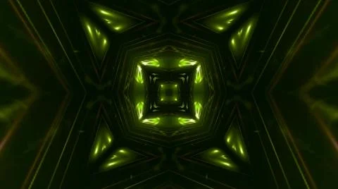 Illustration of a square kaleidoscope pattern - green and black Illustrazione stock
