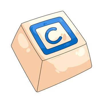 Illustration of square keycap displaying the letter C Stock Illustration