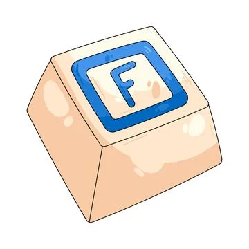 Illustration of square keycap displaying the letter F Stock Illustration