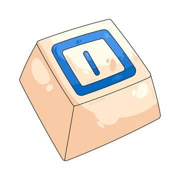Illustration of square keycap displaying the letter I Stock Illustration