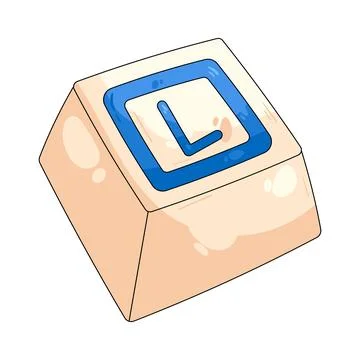 Illustration of square keycap displaying the letter L Stock Illustration